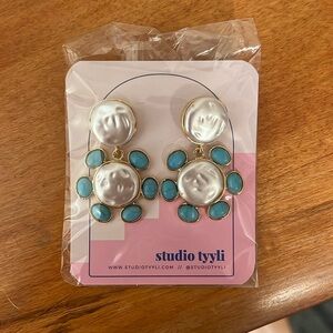 Pearl/turquoise earrings